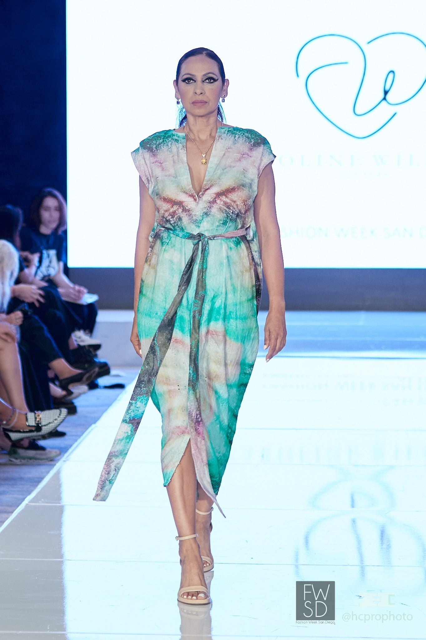 Coastal Bloom Abalone Shell Tie-Waist Dress